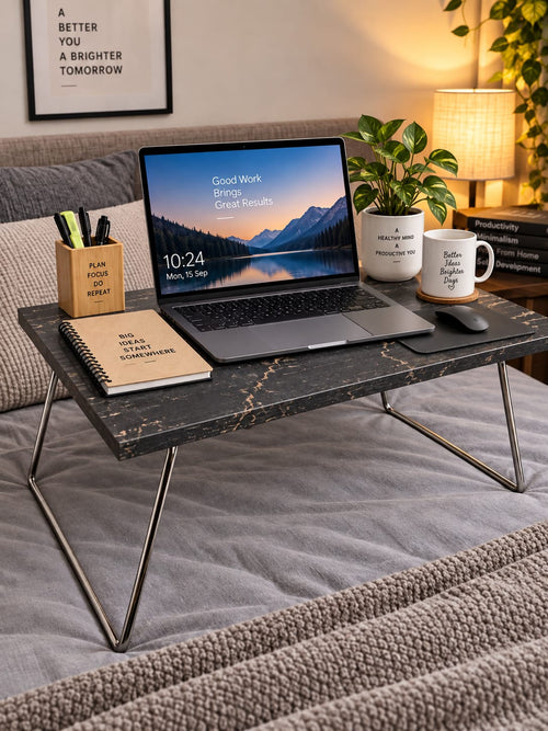 Flex Apex Bed Table in Black Marble — bed table by HeavenCraft