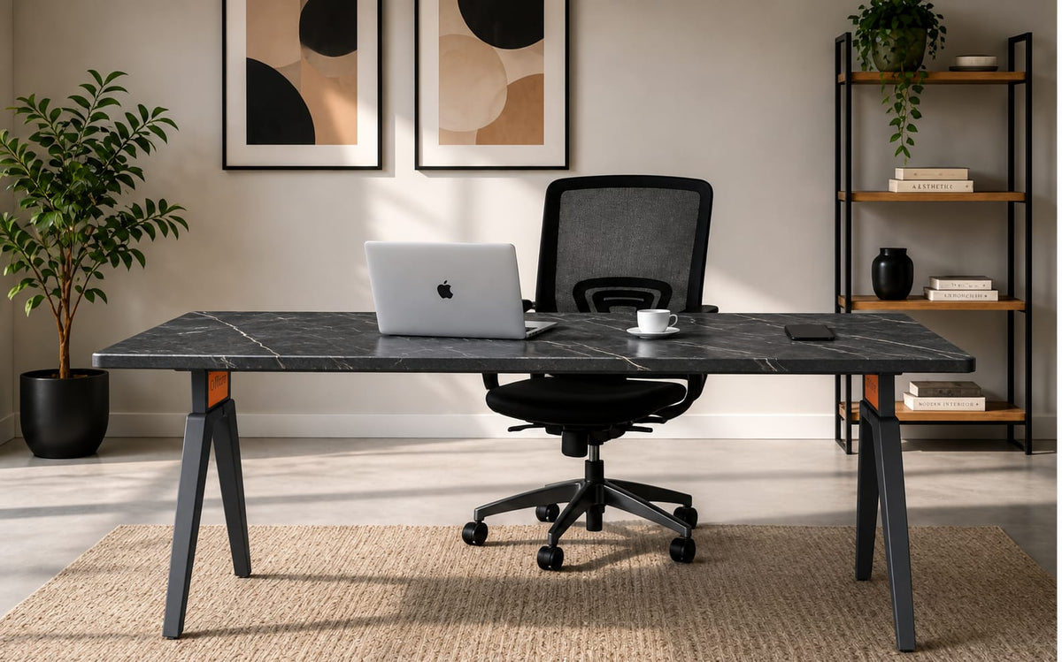 Imperium Executive Table in Dark Grey+Black Marble — executive table by HeavenCraft