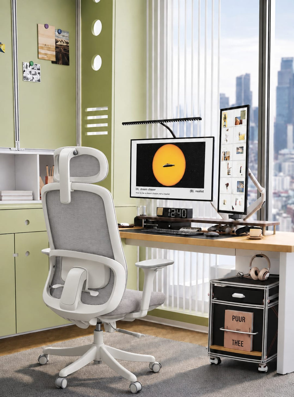 Casca Performance Mesh Chair in White-light Grey, view 2