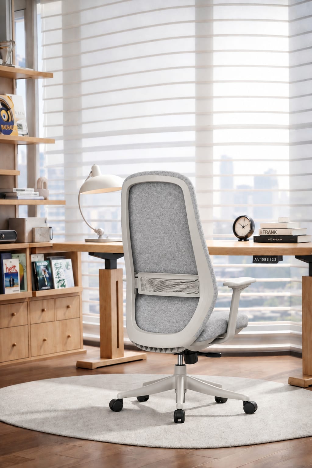 Luxor Performance Mesh Chair in White-light Grey, view 2