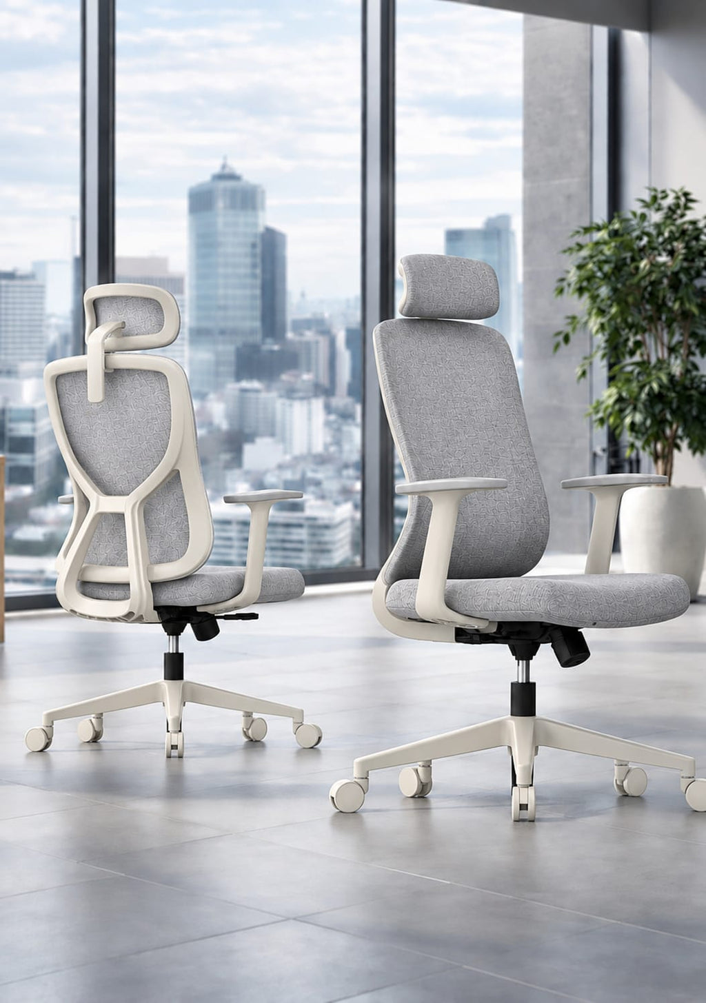 Pointer Performance Mesh Chair in White-light Grey, view 2