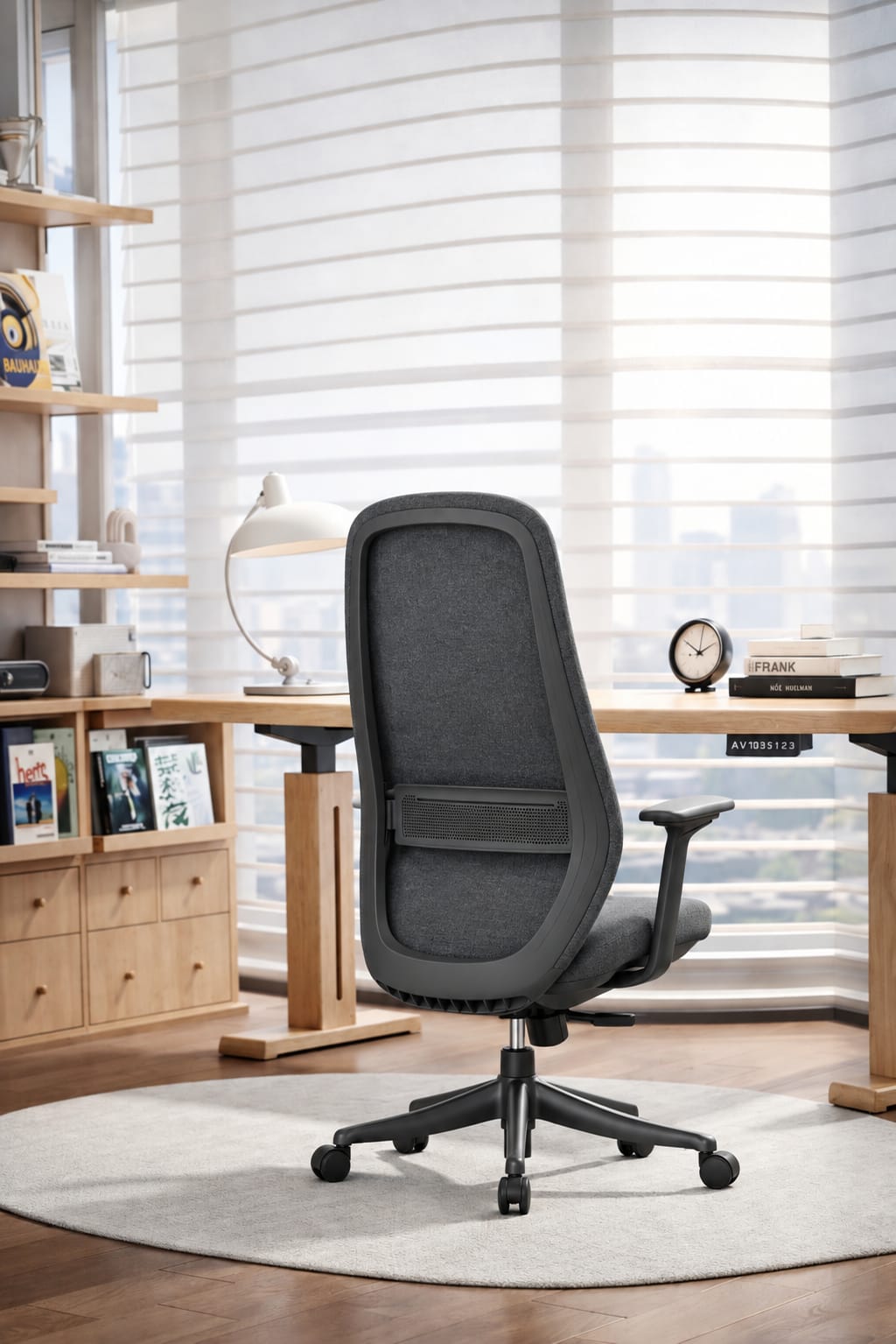 Luxor Performance Mesh Chair in Black-Dark Grey, view 2