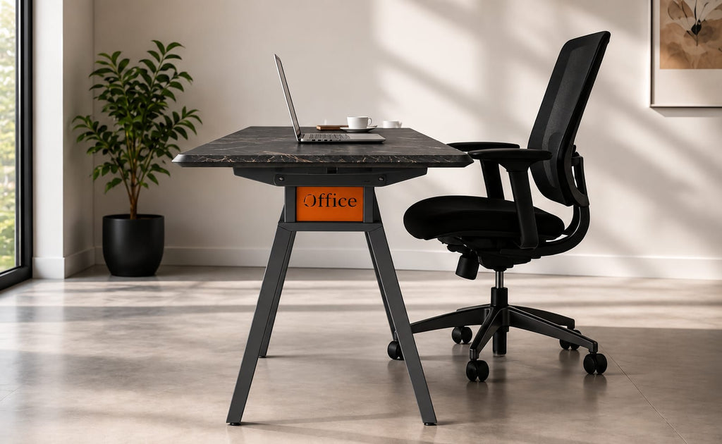 Imperium Executive Table in Dark Grey+Black Marble, view 3