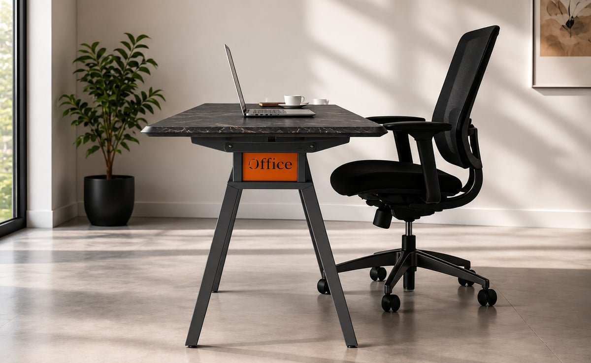 Imperium Executive Table in Dark Grey+Black Marble, view 3