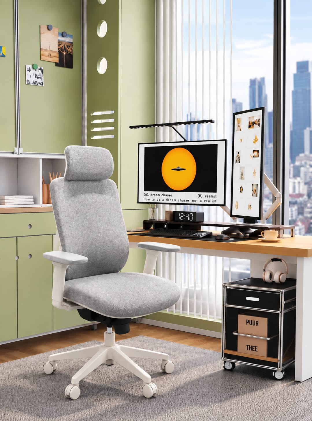 Casca Performance Mesh Chair in White-light Grey, view 3