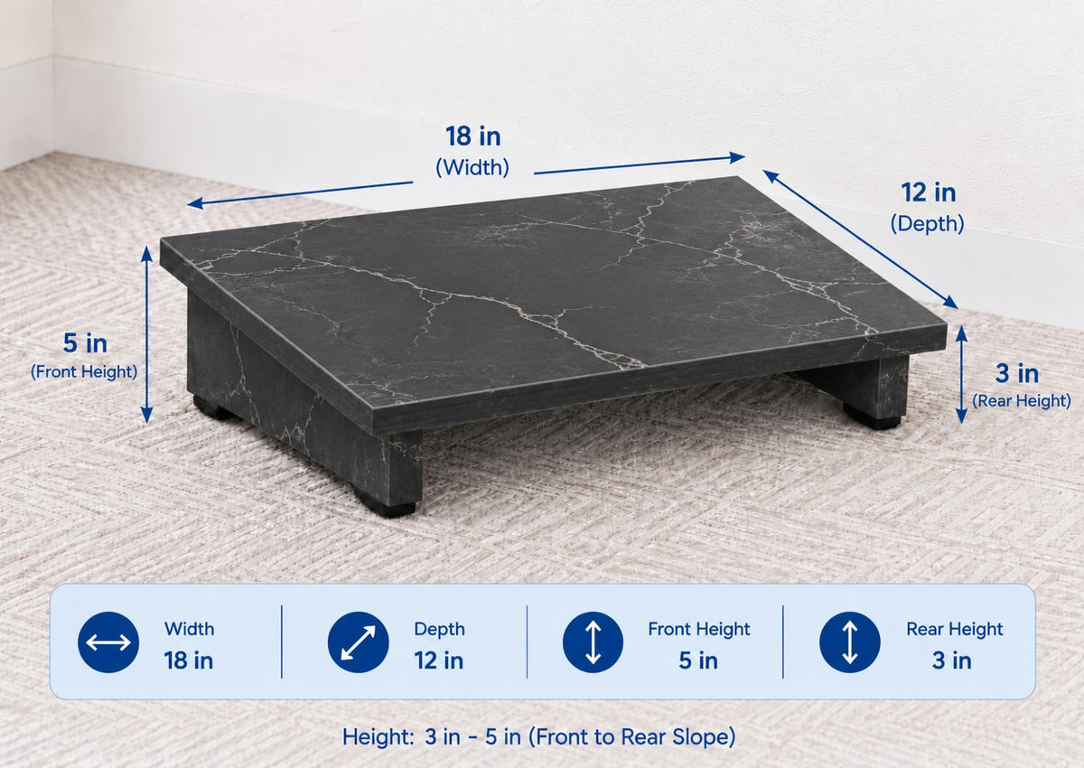 Wooden Footrest in Black Marble, view 3