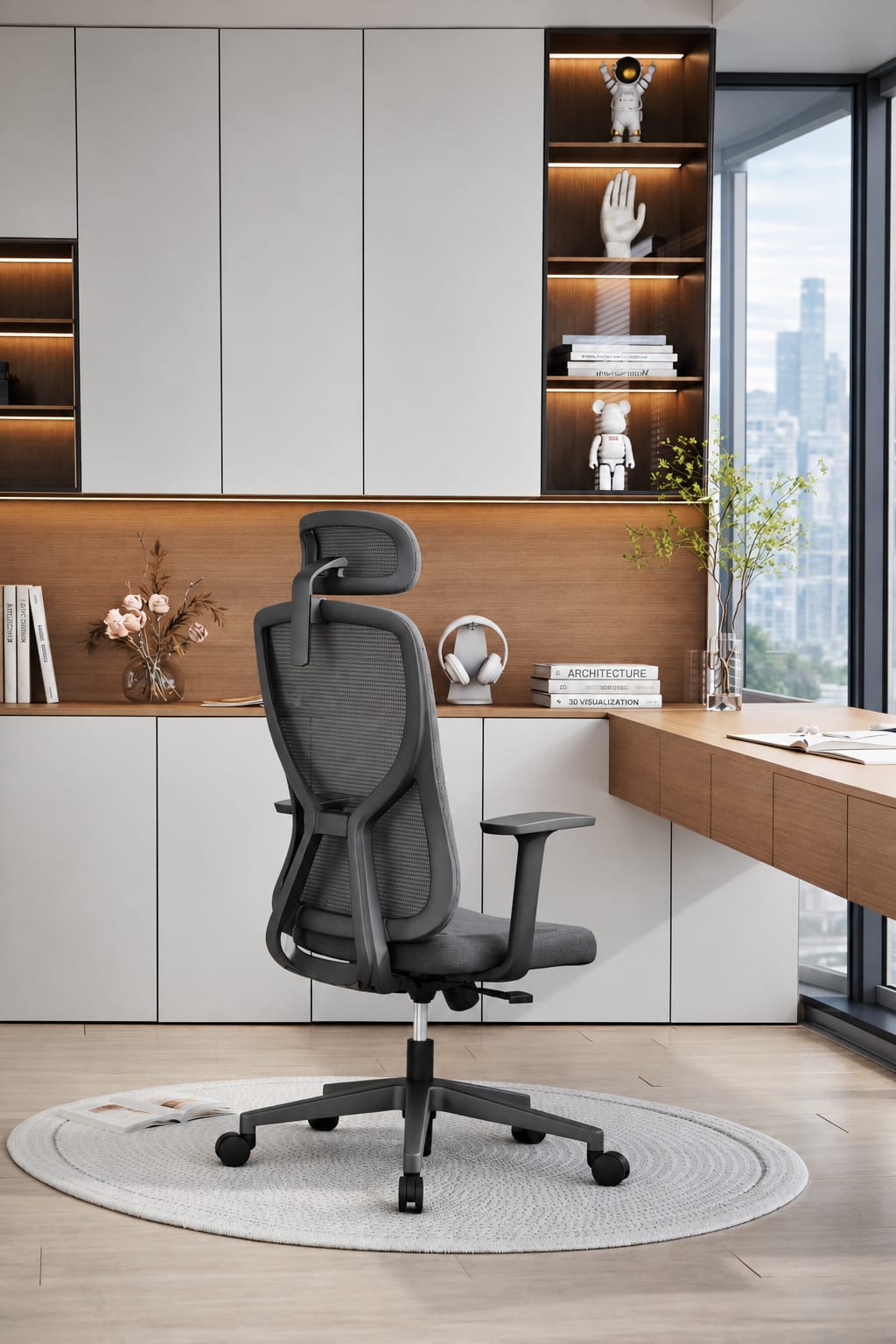 Pointer Performance Mesh Chair in Black-Dark Grey, view 3