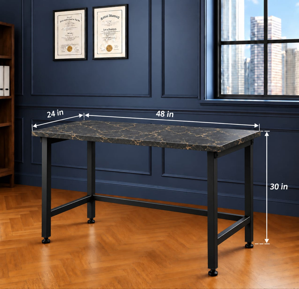 Exquisite Folding Table in Black Marble, view 3