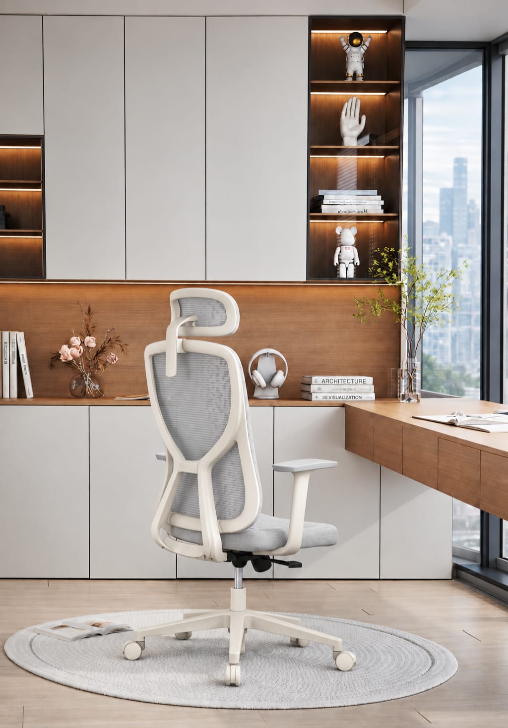 Pointer Performance Mesh Chair in White-light Grey, view 3