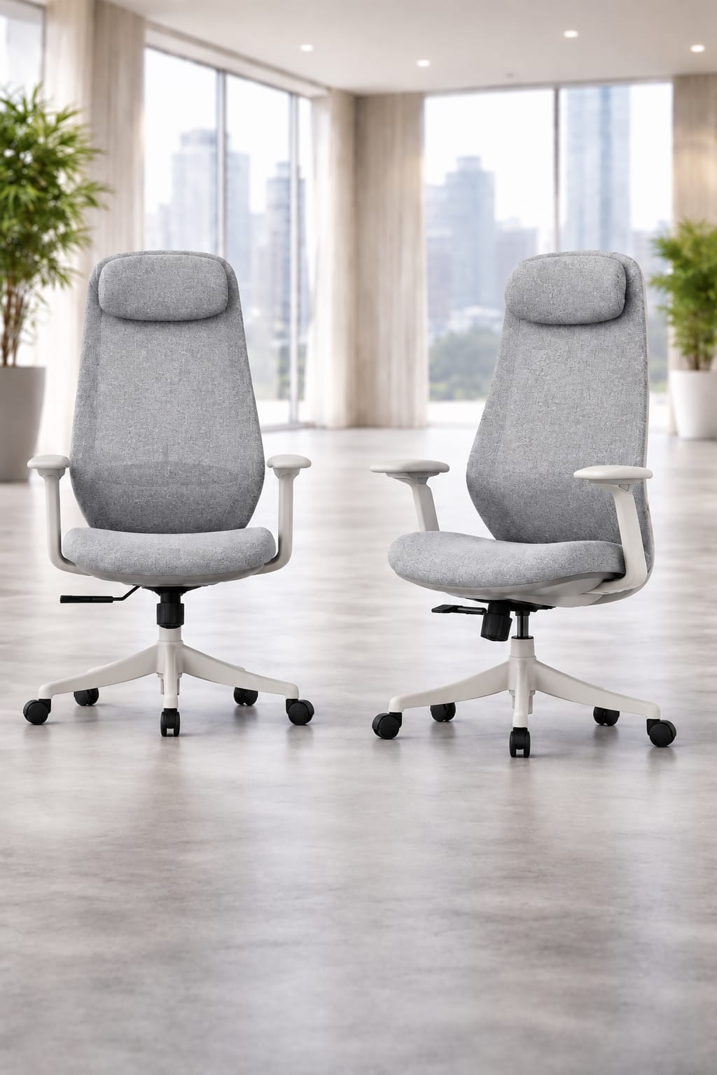 Luxor Performance Mesh Chair in White-light Grey, view 3