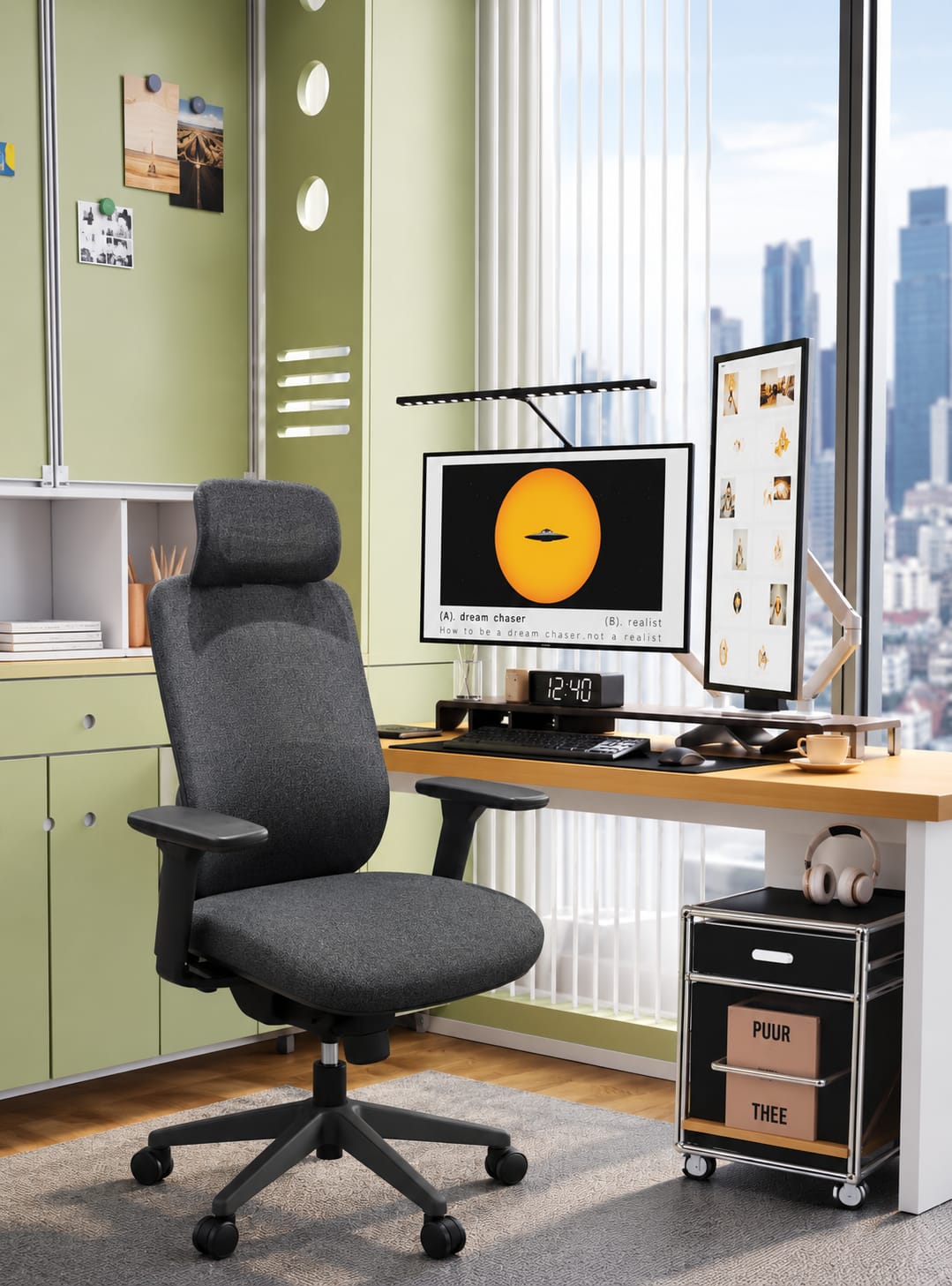Casca Performance Mesh Chair in Black-Dark Grey, view 3