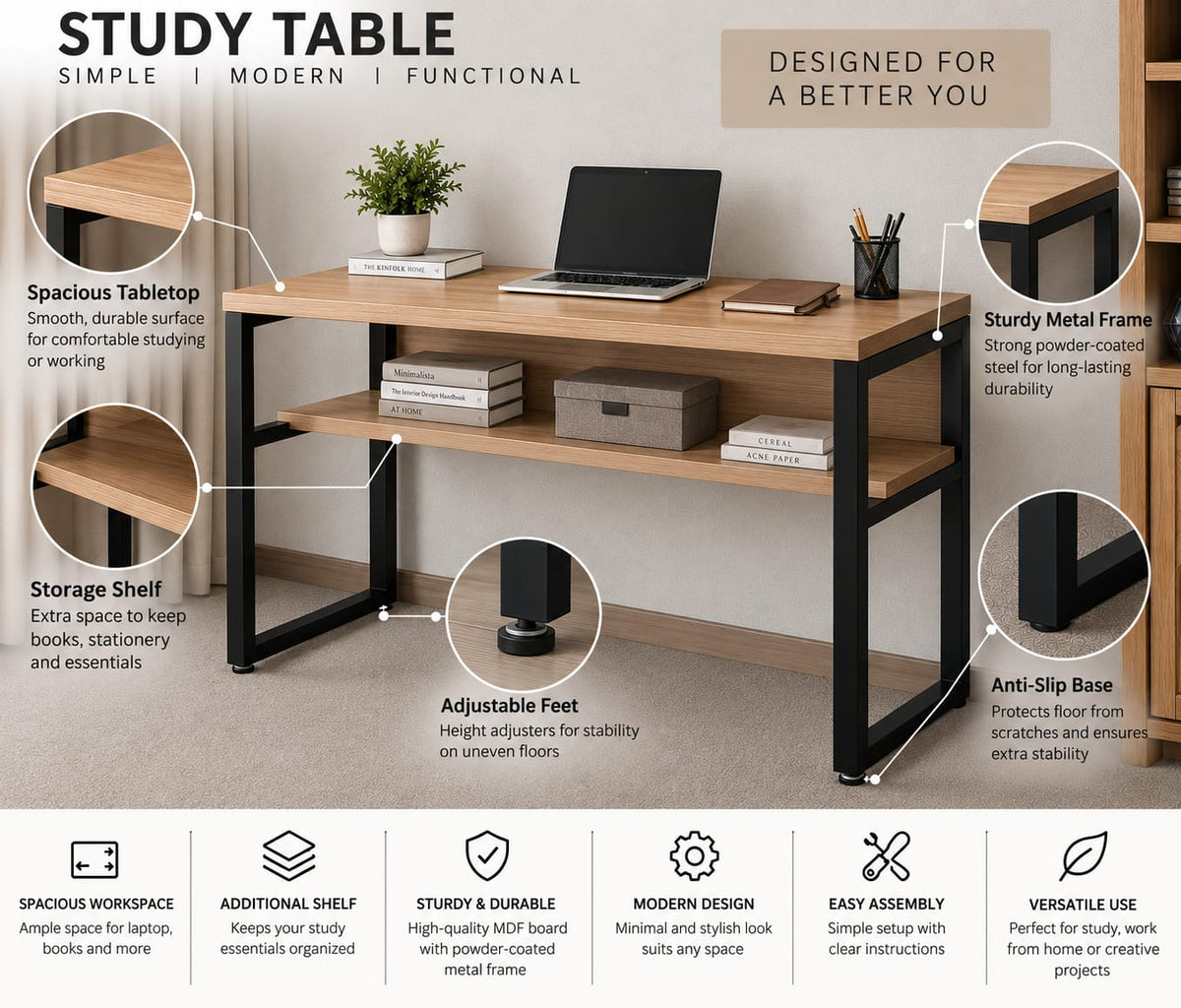 Zenith Study Table, view 4