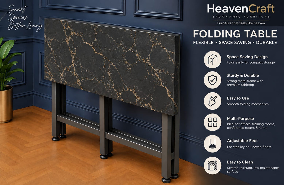 Exquisite Folding Table in Black Marble, view 4