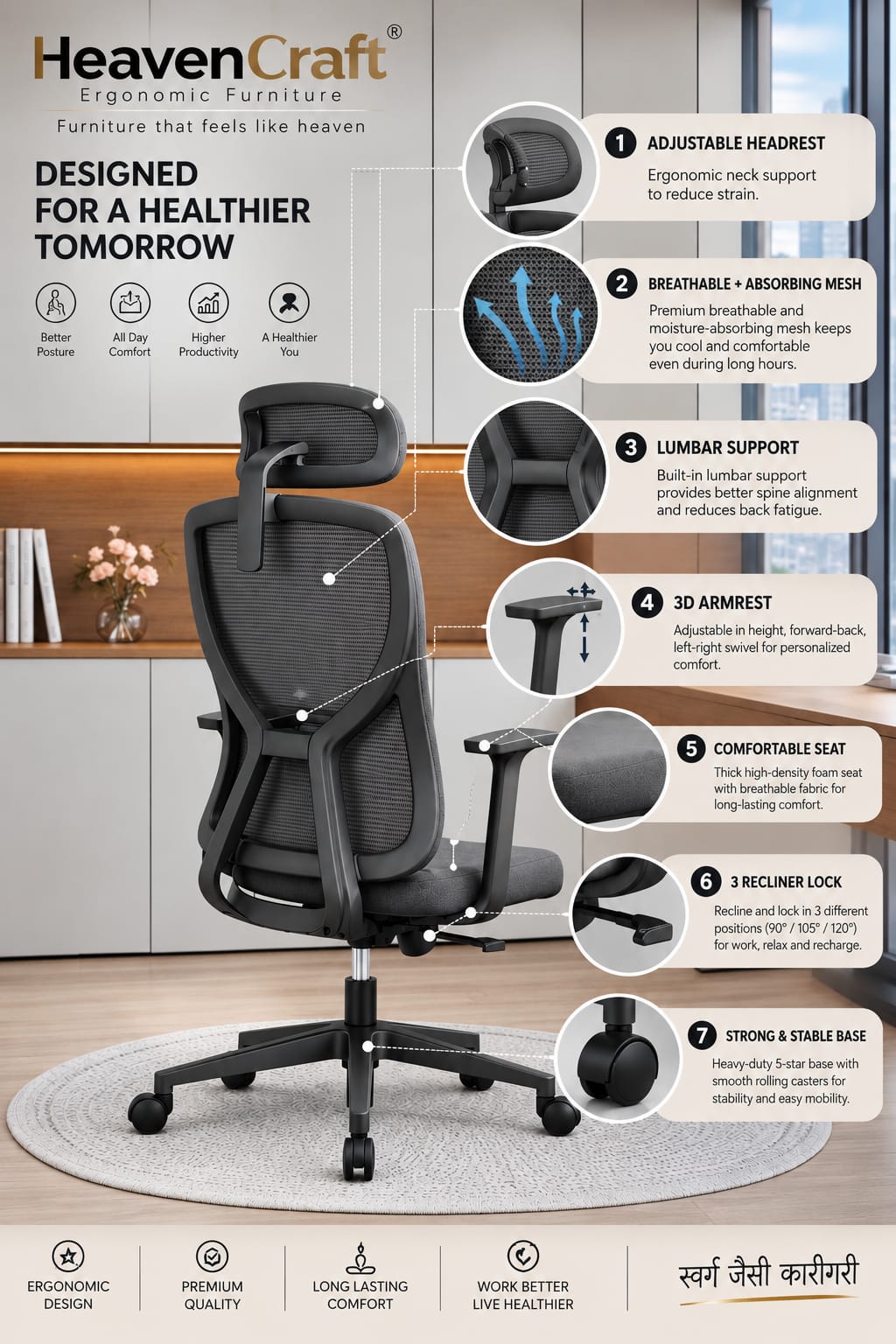 Pointer Performance Mesh Chair in Black-Dark Grey, view 4