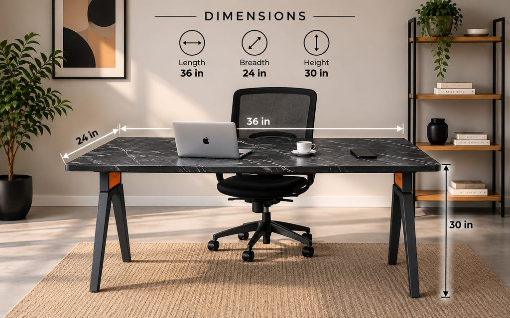 Imperium Executive Table in Dark Grey+Black Marble, view 4