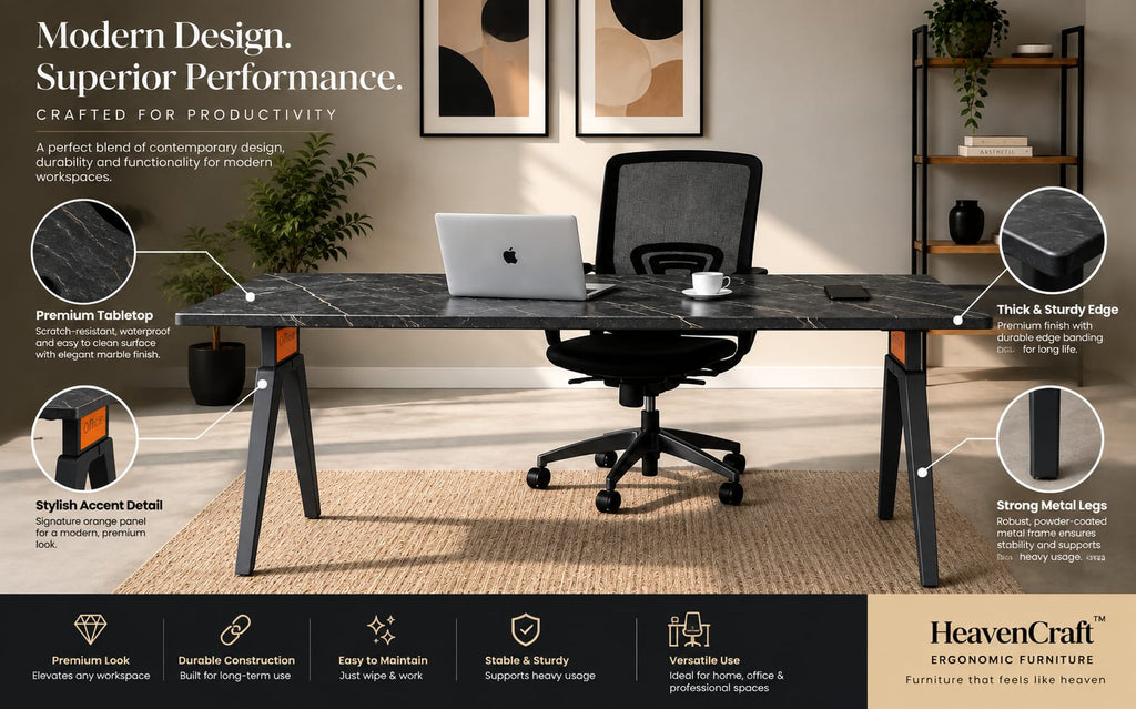 Imperium Executive Table in Dark Grey+Black Marble, view 5