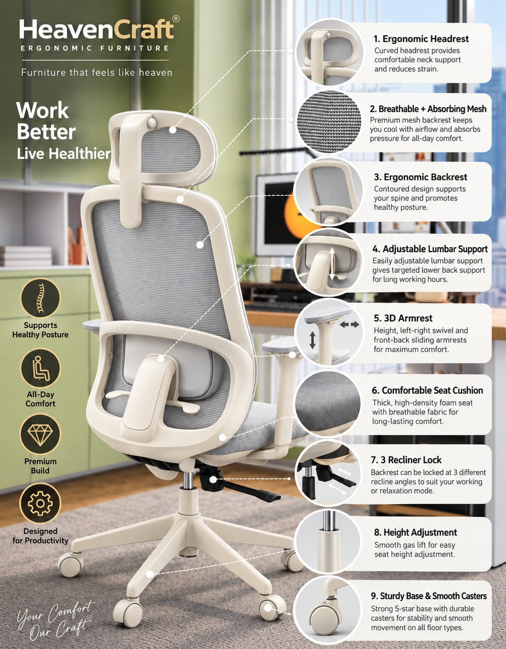 Casca Performance Mesh Chair in White-light Grey, view 5
