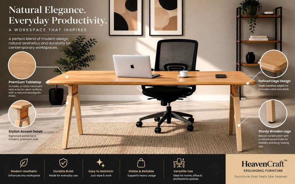Imperium Executive Table in Beige+Wooden Teak, view 5