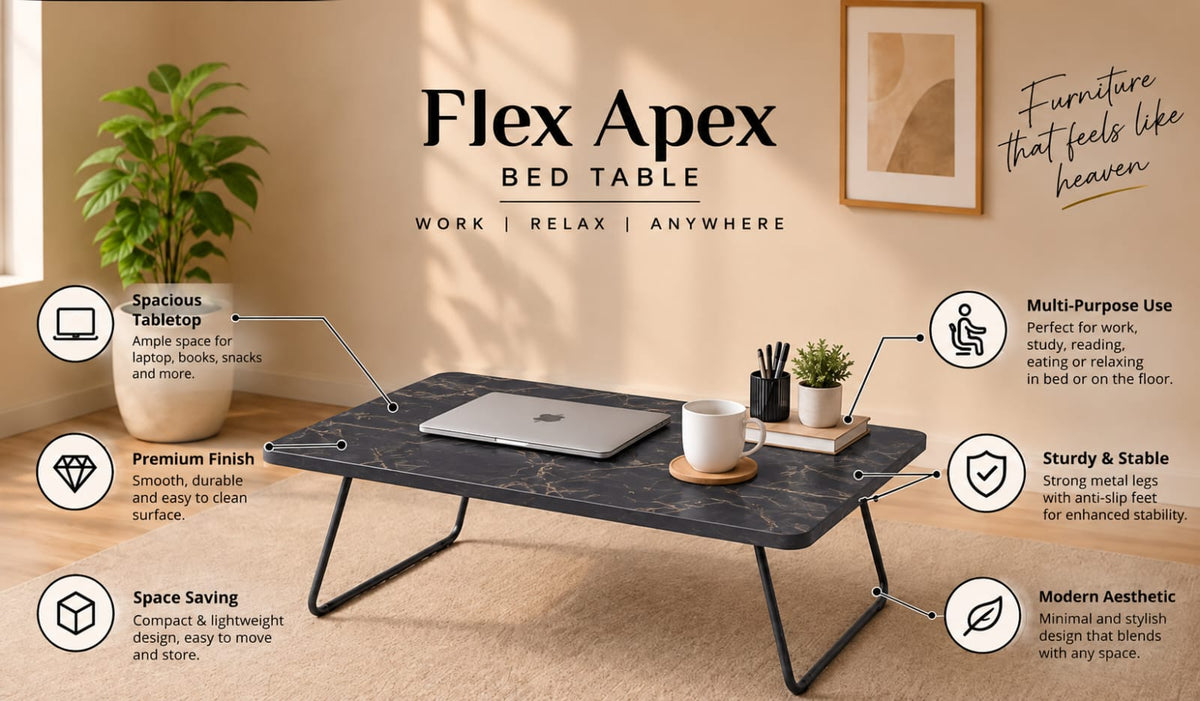 Flex Apex Bed Table in Black Marble, view 5